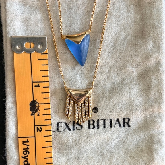 Alexis Bittar Gold Necklace with Blue with purple tint Pendant - Picture 5 of 6